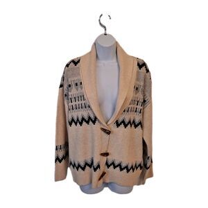 Frye Women's Cardigan Size M Oatmeal Heather Knit Sweater Toggle Buttons